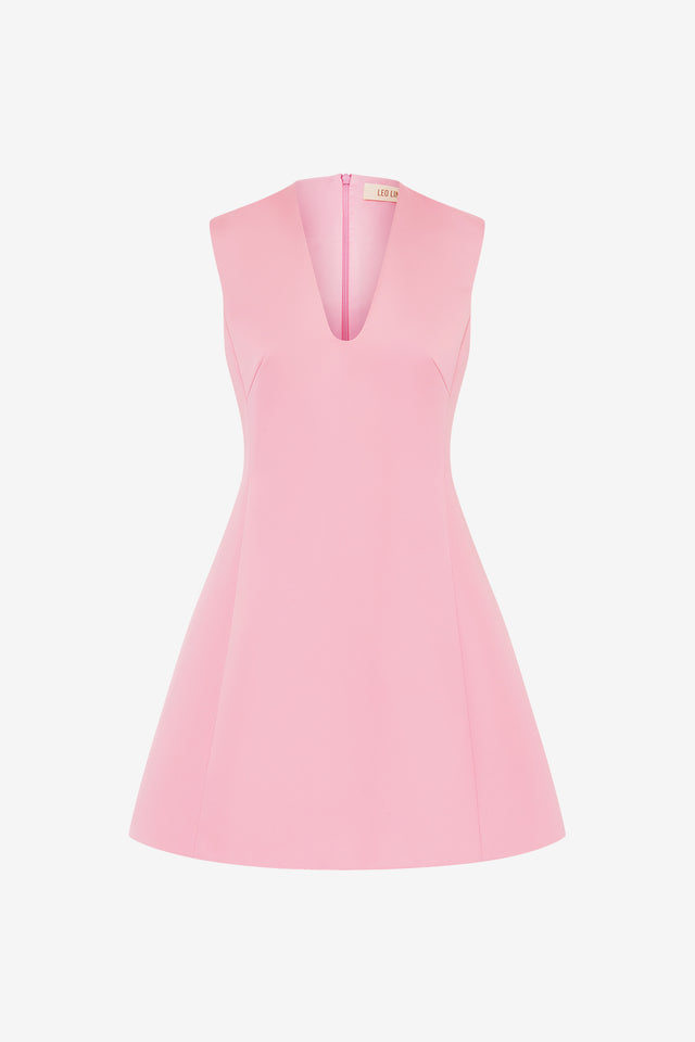 Exclusive LEO LIN Briana V Neck Mini Dress - Flamingo