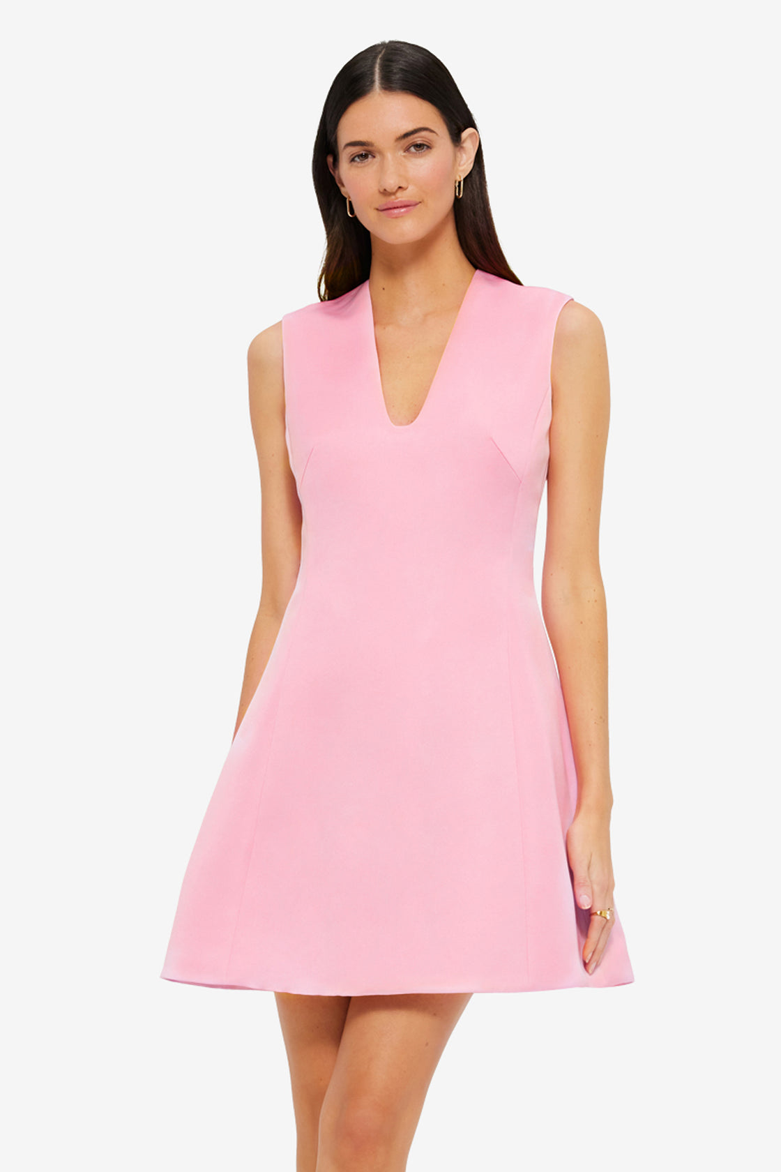 Exclusive LEO LIN Briana V Neck Mini Dress - Flamingo