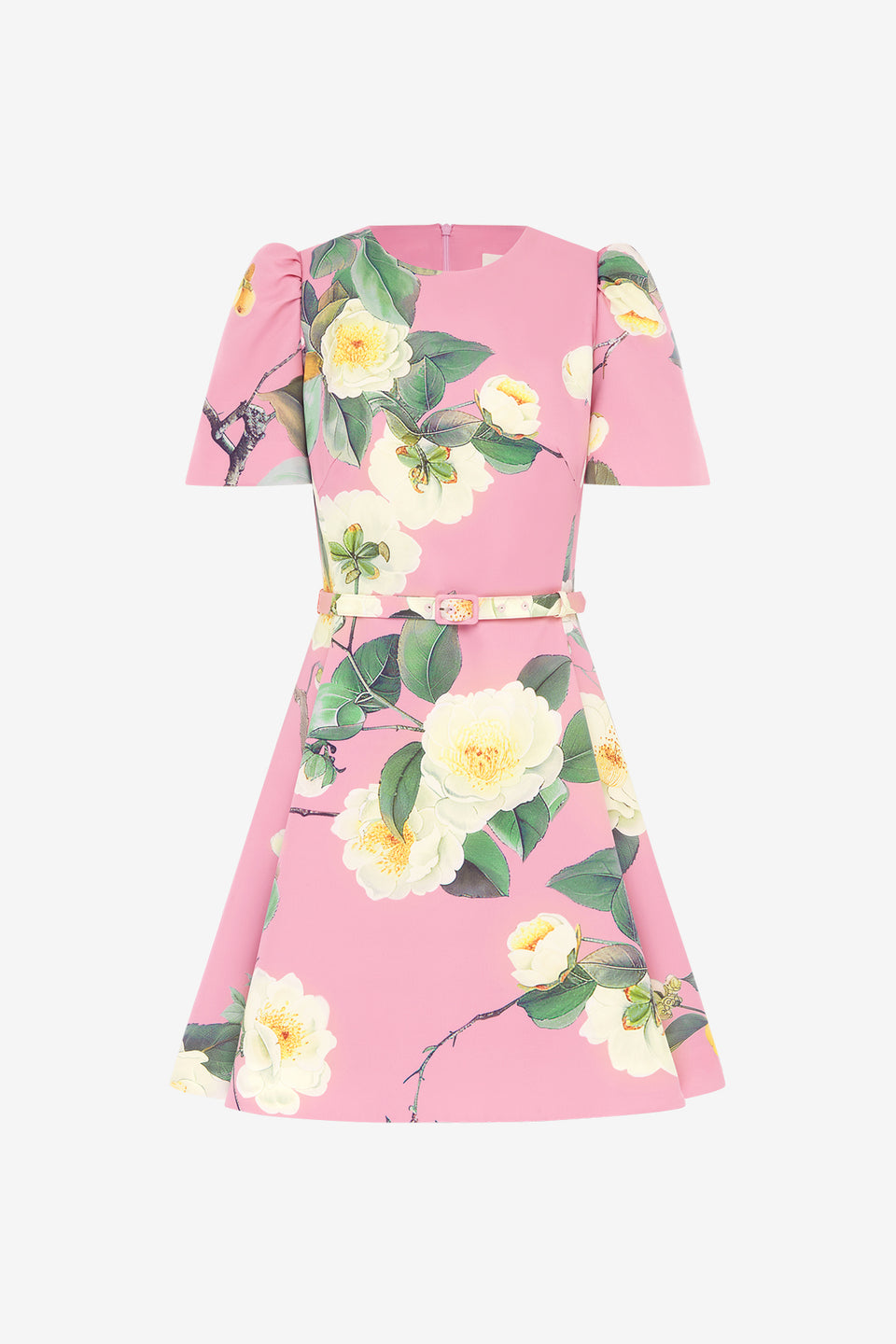 Exclusive LEO LIN Elyse Short Sleeve Mini Dress - Camelia Print