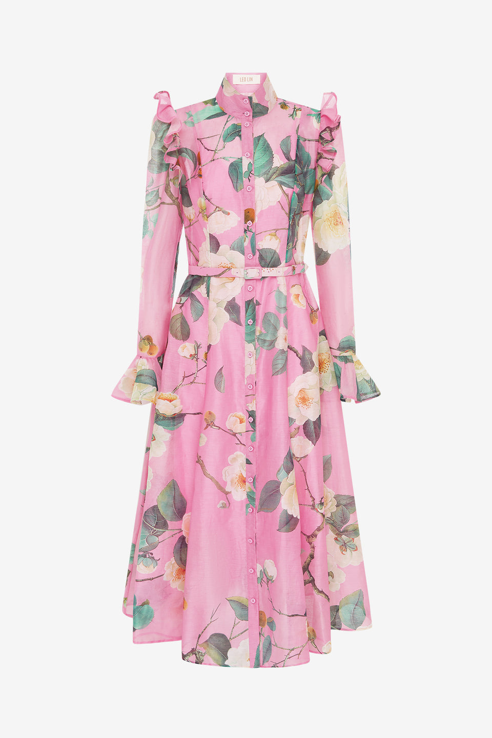 Exclusive LEO LIN Katrina Butterfly Sleeve Midi Dress - Camelia Print
