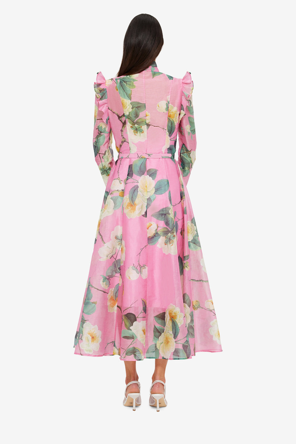 Exclusive LEO LIN Katrina Butterfly Sleeve Midi Dress - Camelia Print