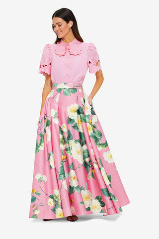 Exclusive LEO LIN Amelie Appliqué Shirt Top - Flamingo