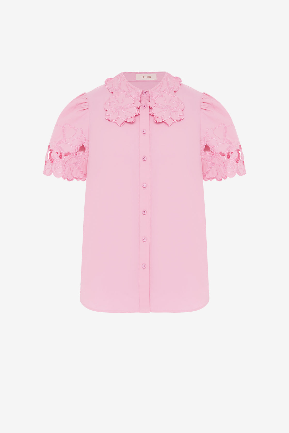 Exclusive LEO LIN Amelie Appliqué Shirt Top - Flamingo