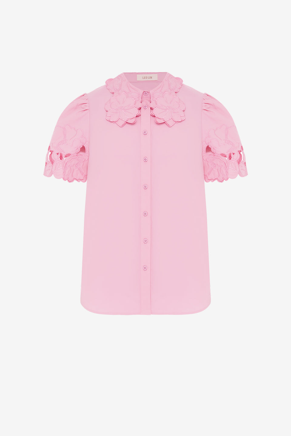 Exclusive LEO LIN Amelie Appliqué Shirt Top - Flamingo