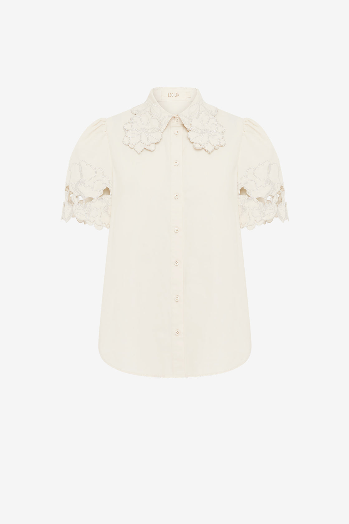 Exclusive LEO LIN Amelie Appliqué Shirt Top - Snow