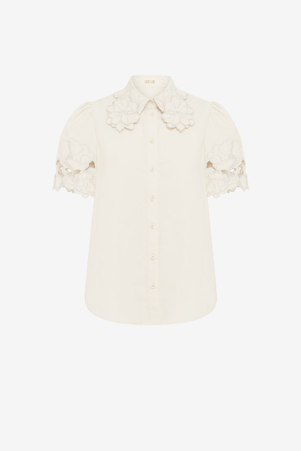 Exclusive LEO LIN Amelie Appliqué Shirt Top - Snow
