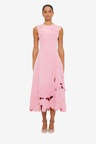 Exclusive LEO LIN Cleo Appliqué Sleeveless Midi Dress - Flamingo
