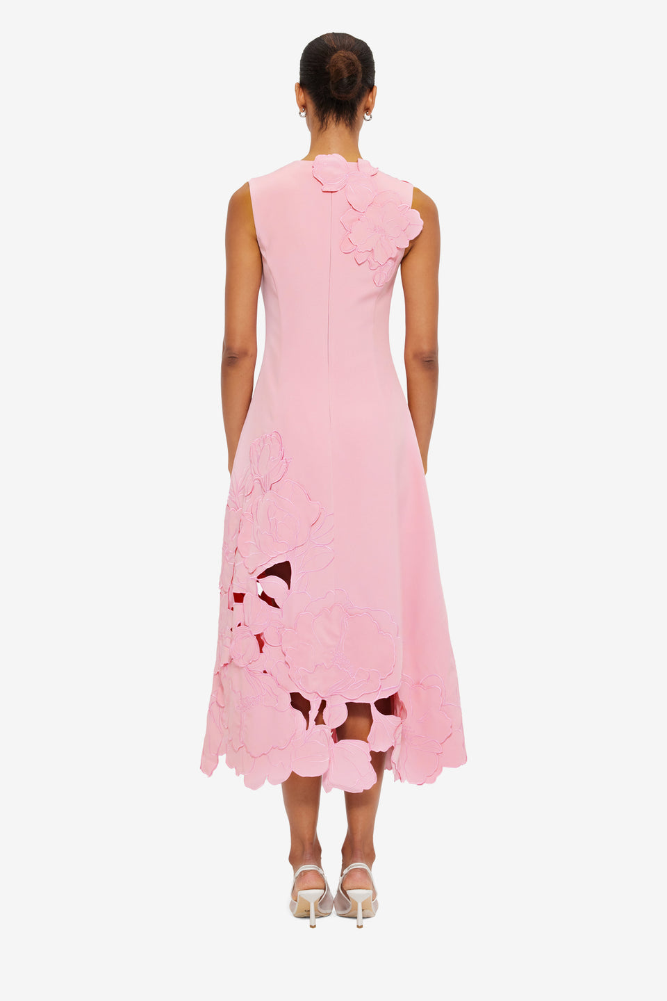 Exclusive LEO LIN Cleo Appliqué Sleeveless Midi Dress - Flamingo