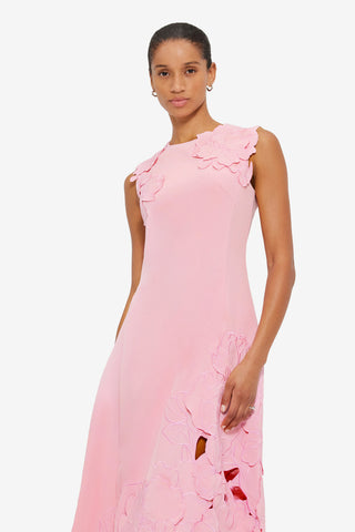 Exclusive LEO LIN Cleo Appliqué Sleeveless Midi Dress - Flamingo