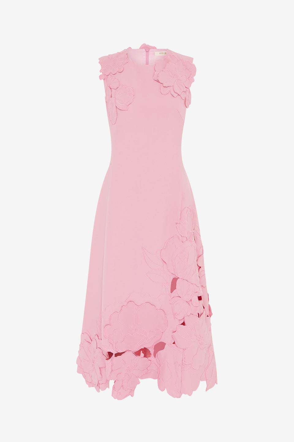 Exclusive LEO LIN Cleo Appliqué Sleeveless Midi Dress - Flamingo