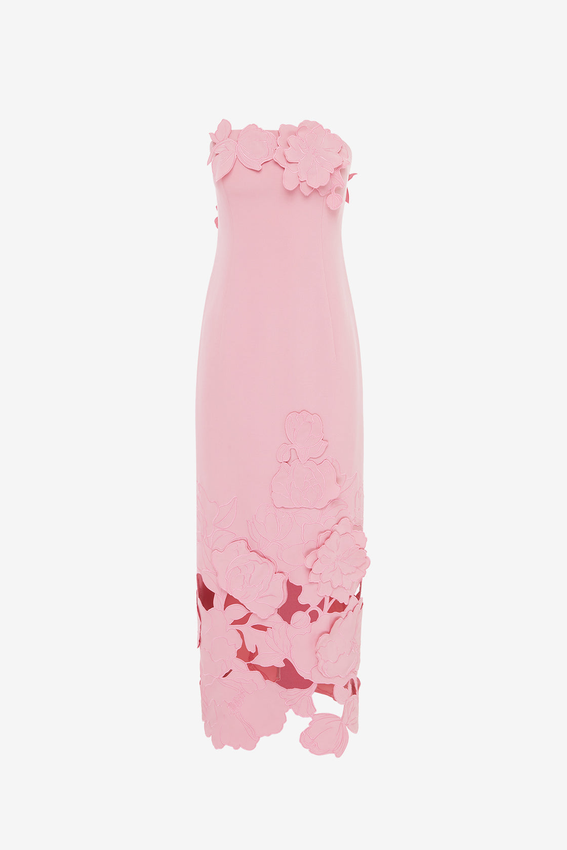 Exclusive LEO LIN Rayna Appliqué Bustier Maxi Dress - Flamingo