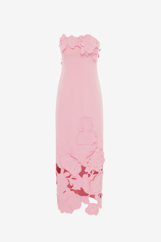 Exclusive LEO LIN Rayna Appliqué Bustier Maxi Dress - Flamingo