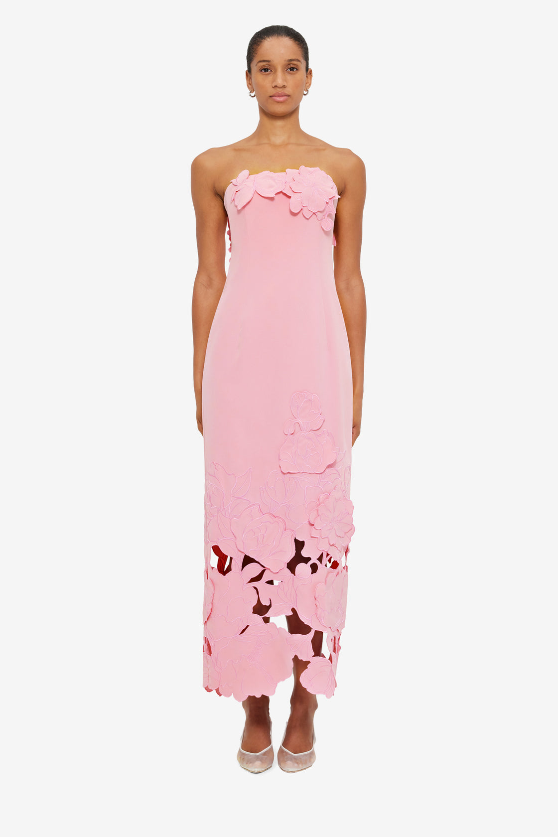 Exclusive LEO LIN Rayna Appliqué Bustier Maxi Dress - Flamingo