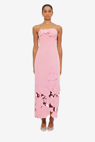 Exclusive LEO LIN Rayna Appliqué Bustier Maxi Dress - Flamingo
