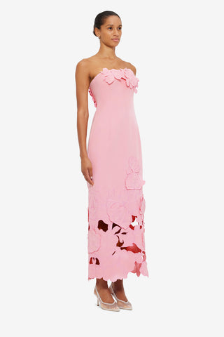 Exclusive LEO LIN Rayna Appliqué Bustier Maxi Dress - Flamingo