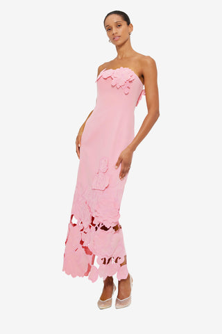 Exclusive LEO LIN Rayna Appliqué Bustier Maxi Dress - Flamingo