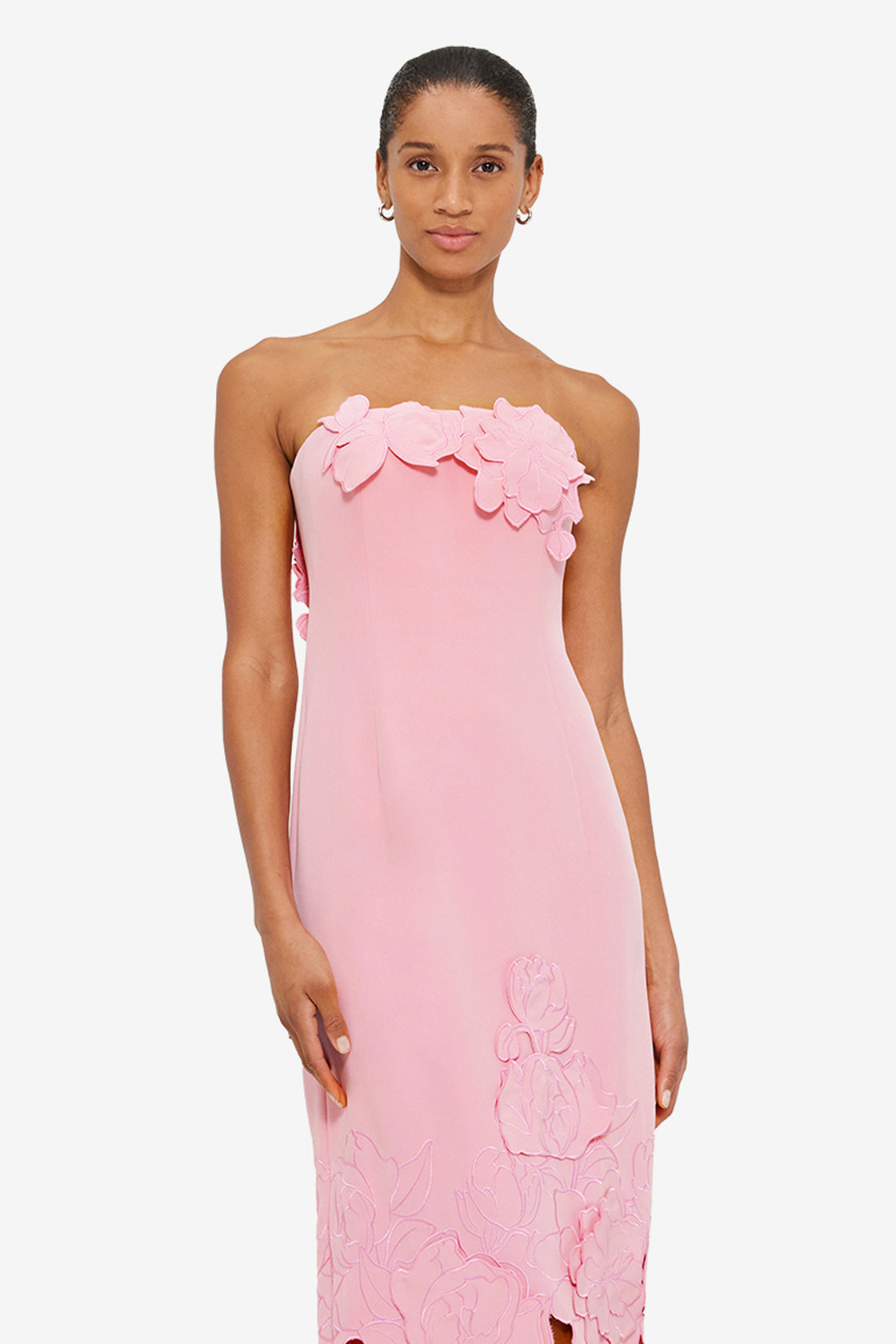 Exclusive LEO LIN Rayna Appliqué Bustier Maxi Dress - Flamingo