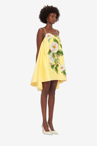 Exclusive LEO LIN Felicia Appliqué Floral Mini Dress in Sorbet Yellow
