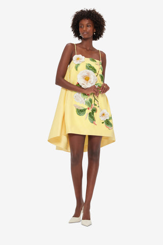 Exclusive LEO LIN Felicia Appliqué Floral Mini Dress in Sorbet Yellow