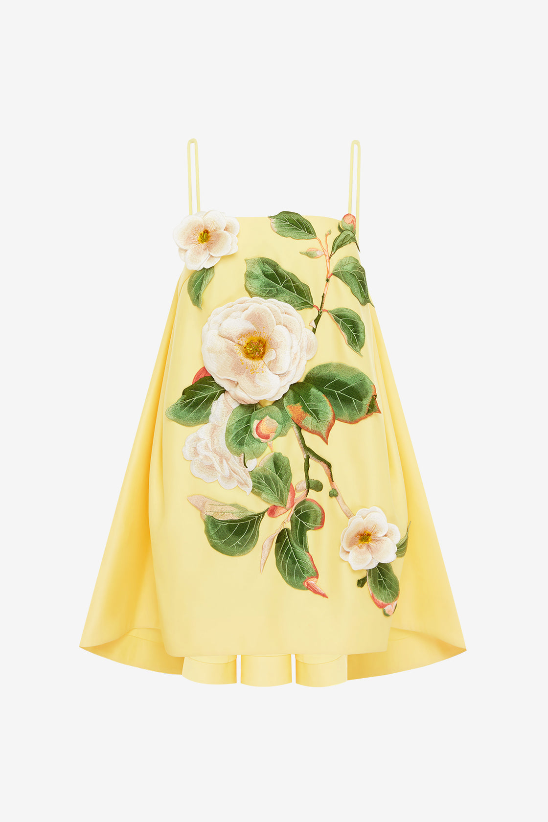 Exclusive LEO LIN Felicia Appliqué Floral Mini Dress in Sorbet Yellow