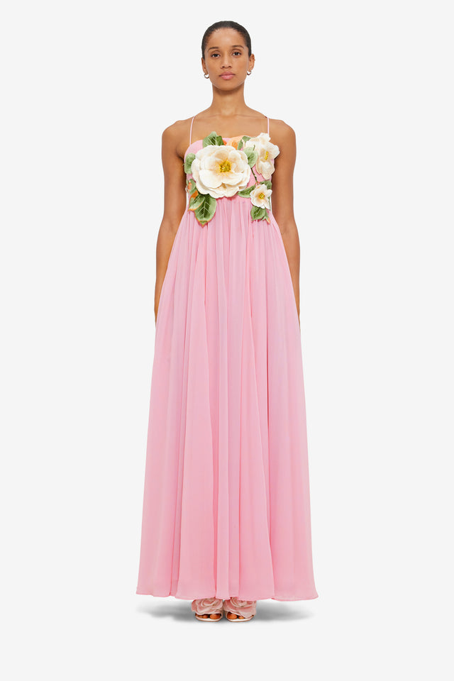 Exclusive LEO LIN Agnes Appliqué Floral Maxi Dress - Camelia Print