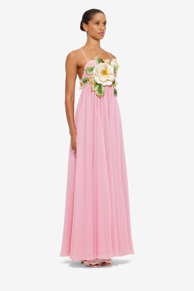 Exclusive LEO LIN Agnes Appliqué Floral Maxi Dress - Camelia Print
