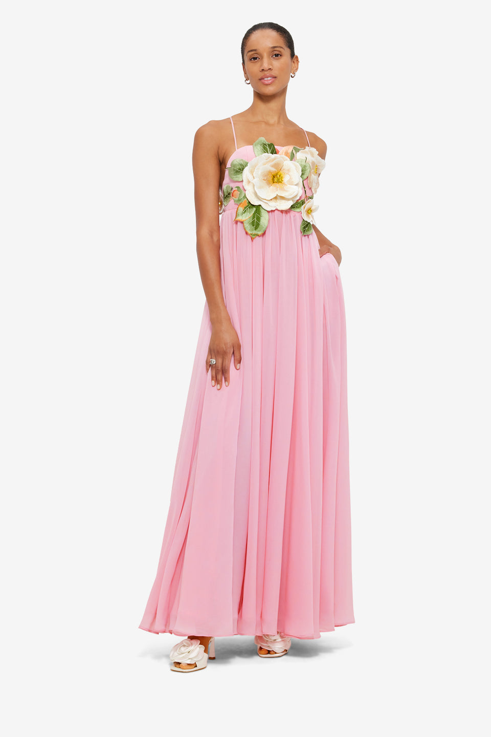 Exclusive LEO LIN Agnes Appliqué Floral Maxi Dress - Camelia Print