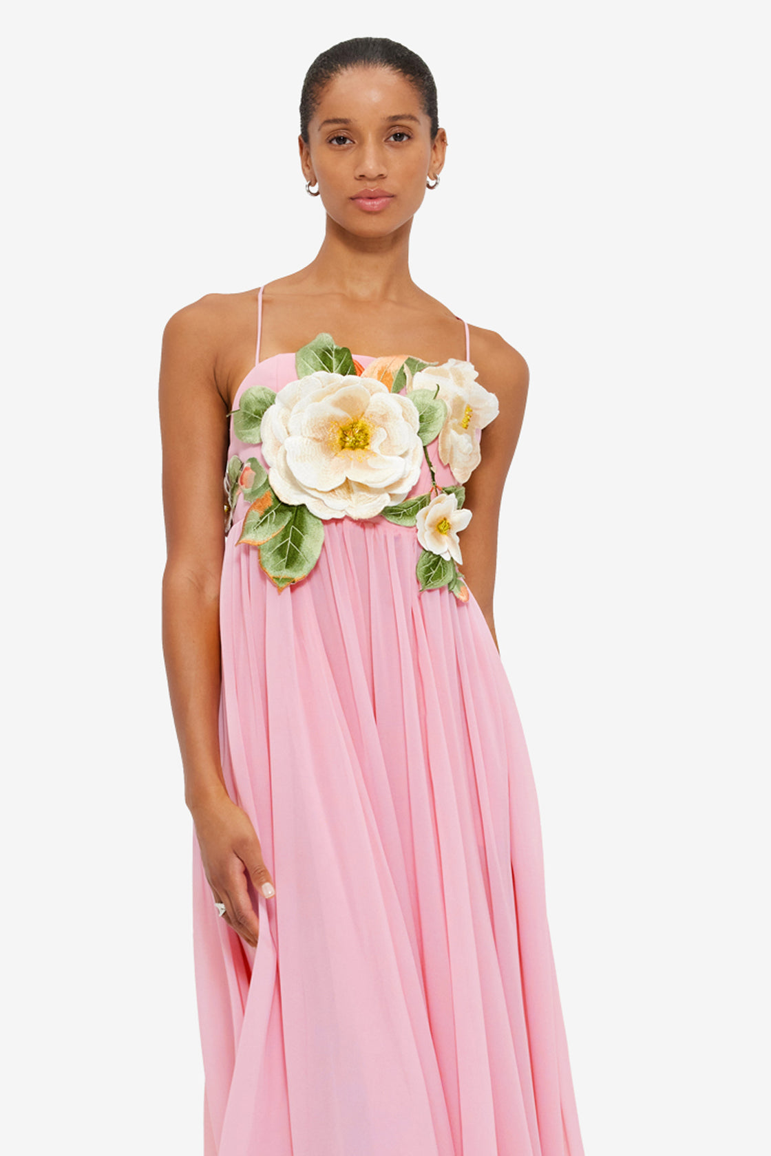 Agnes Appliqu Floral Maxi Dress - Camelia Print LEO LIN Agnes Appliqu Floral Maxi Dress - Camelia Print LEO LIN