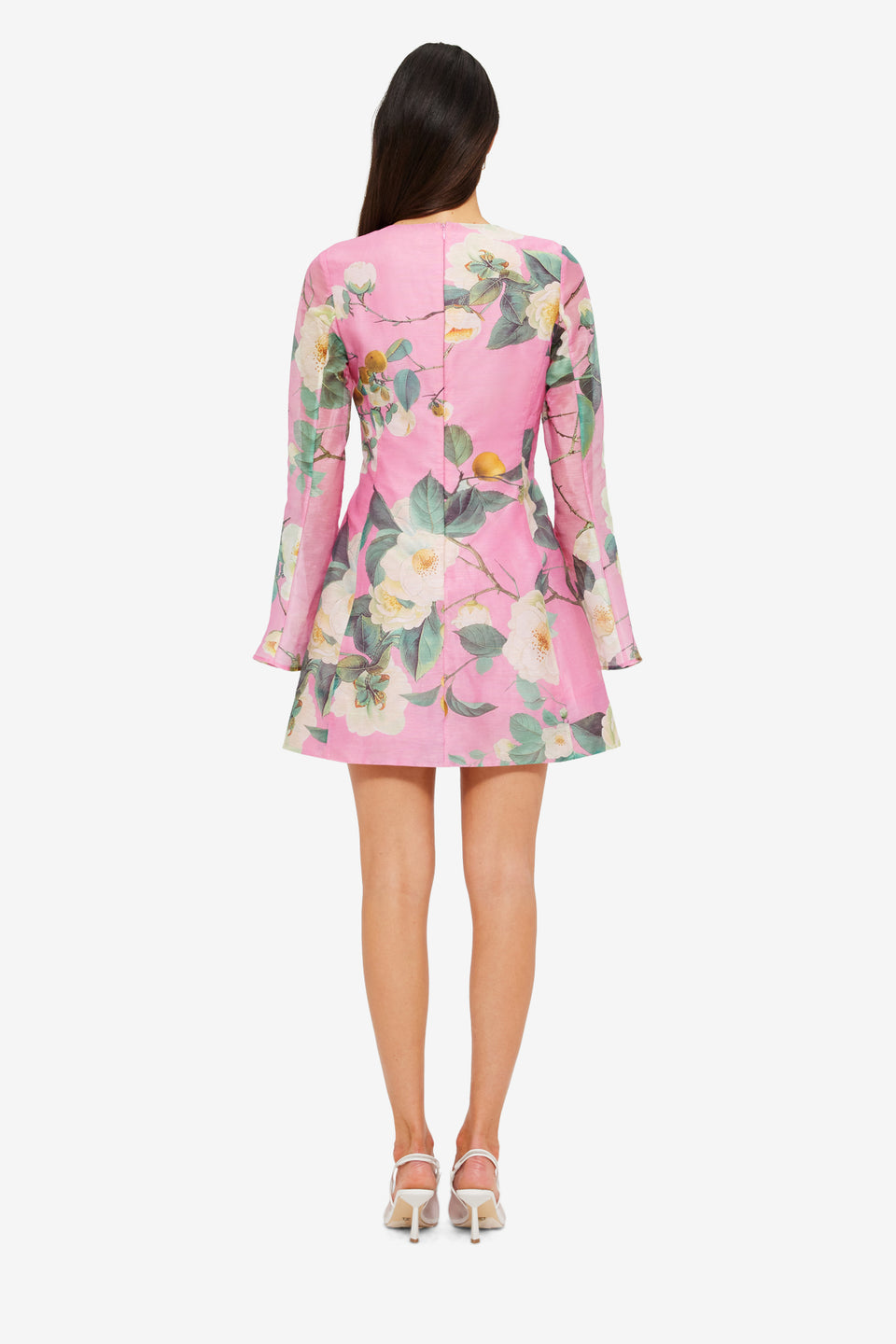 Exclusive LEO LIN Suzanne Bell Sleeve Mini Dress - Camelia Print