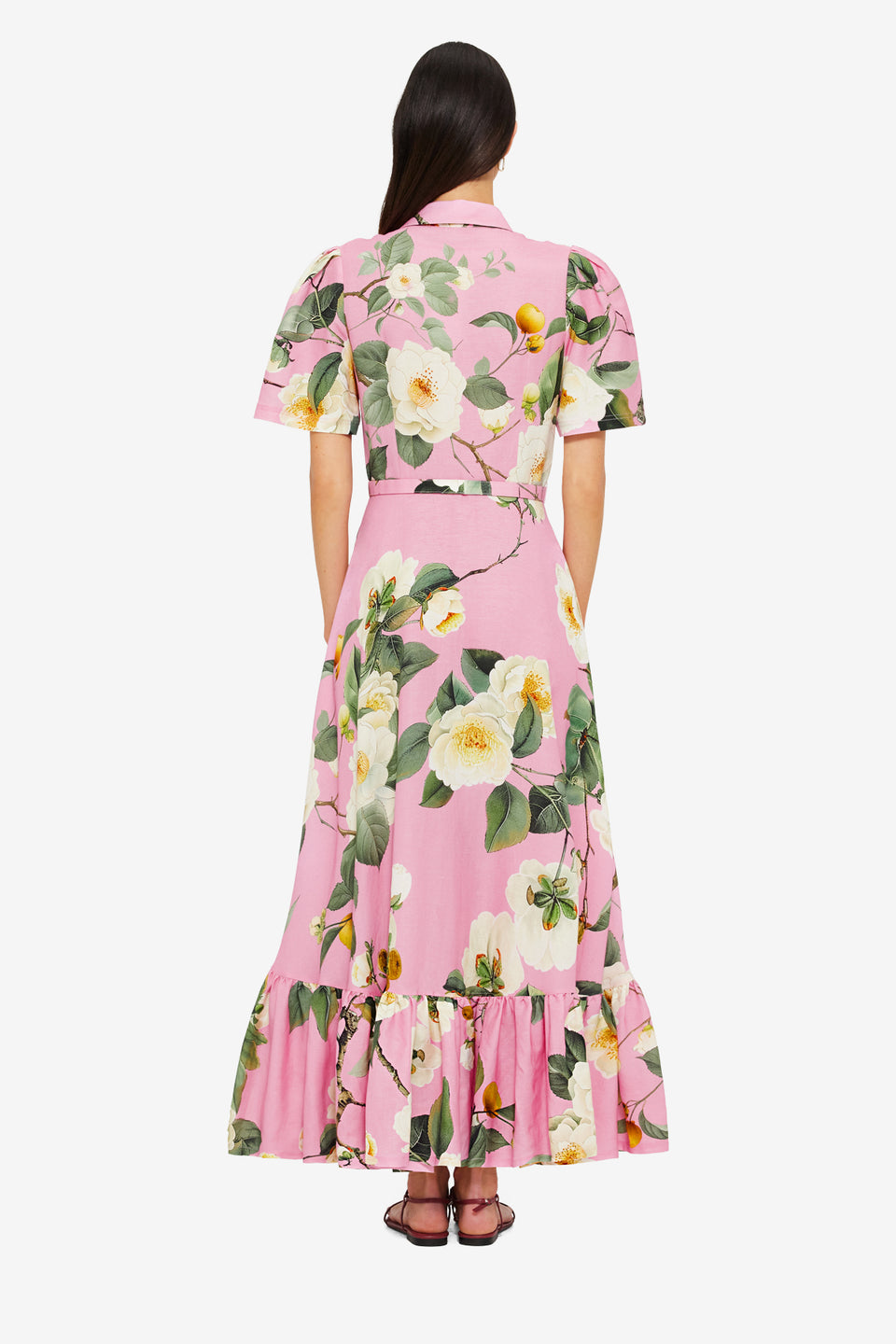 Exclusive LEO LIN Becca Short Sleeve Midi Dress - Camelia Print