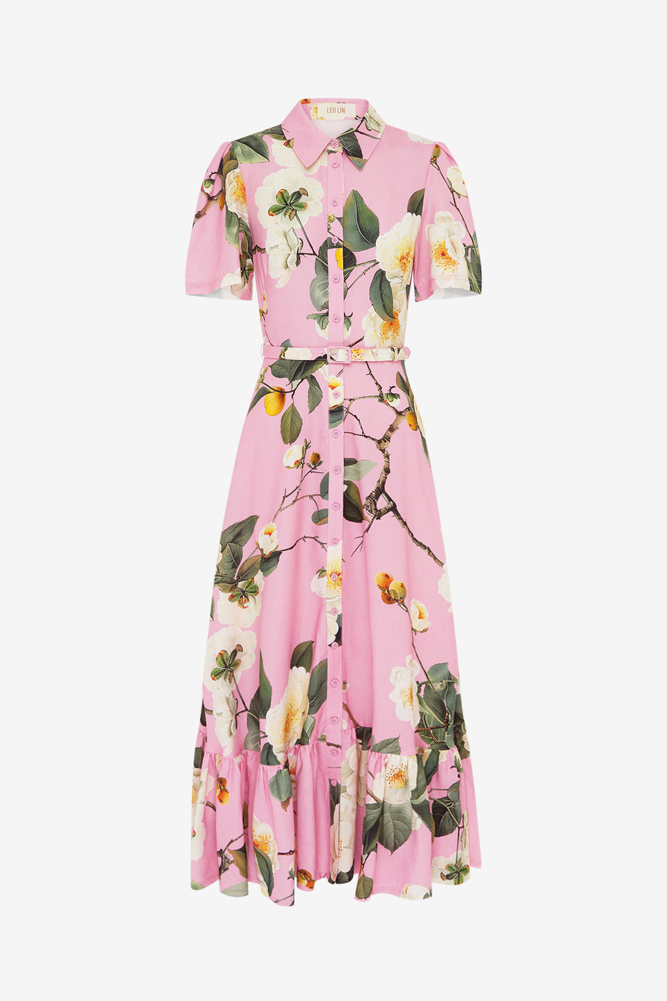 Exclusive LEO LIN Becca Short Sleeve Midi Dress - Camelia Print