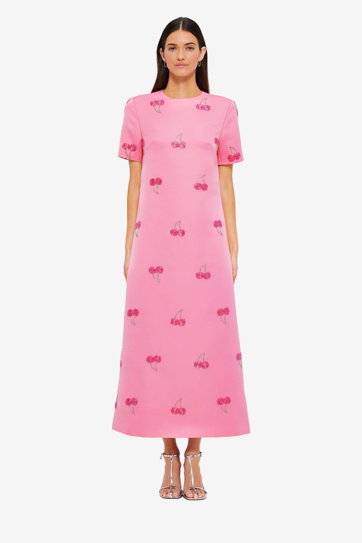 Manon Embellished Shirt Midi Dress - Pink Cherry Beading – LEO LIN