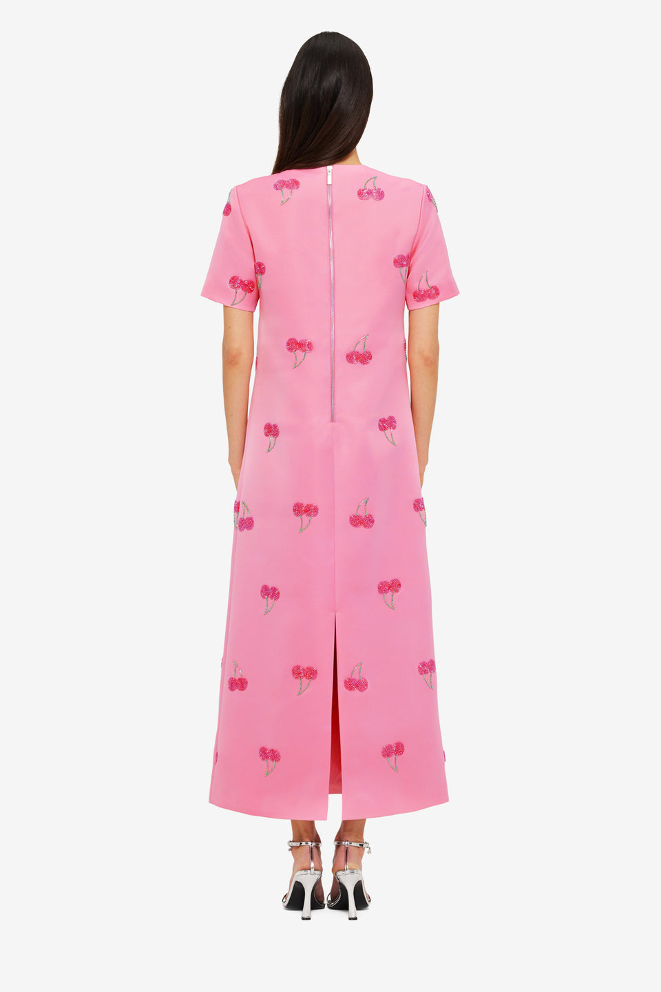 Exclusive LEO LIN Manon Embellished Shirt Midi Dress - Pink Cherry Beading