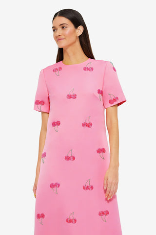 Exclusive LEO LIN Manon Embellished Shirt Midi Dress - Pink Cherry Beading