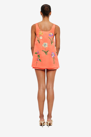 Exclusive LEO LIN Helaine Embroidered Top - Wild Flower in Coral