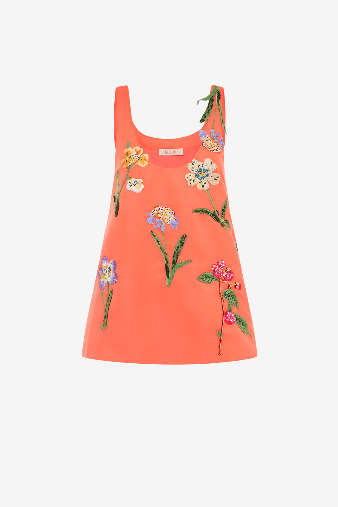 Exclusive LEO LIN Helaine Embroidered Top - Wild Flower in Coral