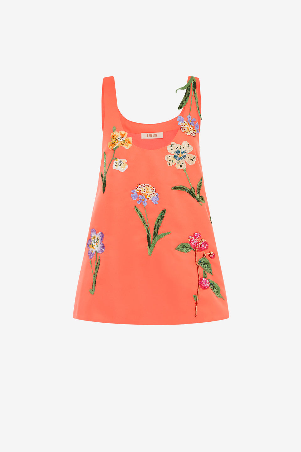 Exclusive LEO LIN Helaine Embroidered Top - Wild Flower in Coral