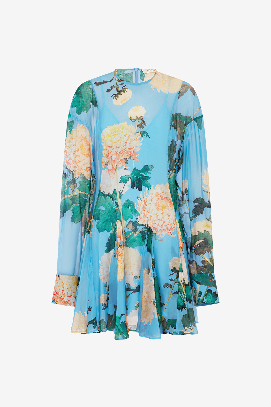 Exclusive LEO LIN Mia Mini Dress - Hydrangea Print in Cornflower Blue