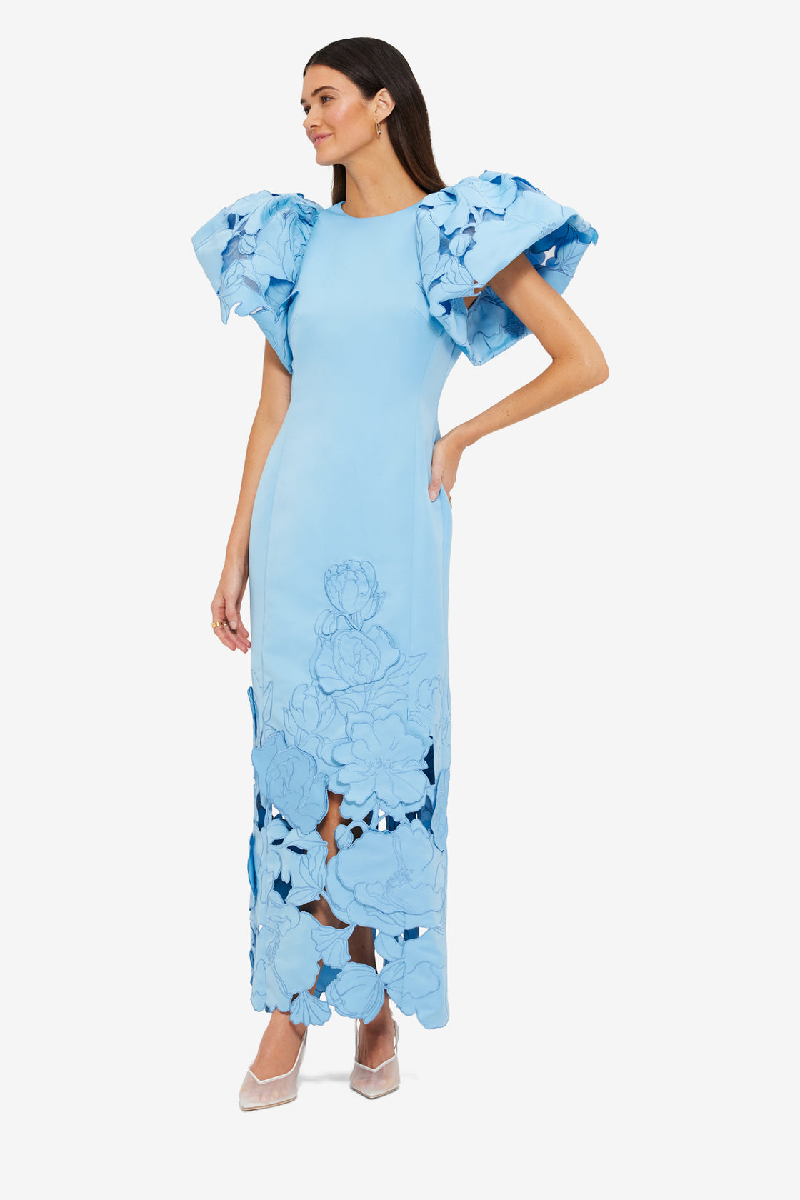 Exclusive LEO LIN Lucinda Appliqué Maxi Dress - Cornflower Blue