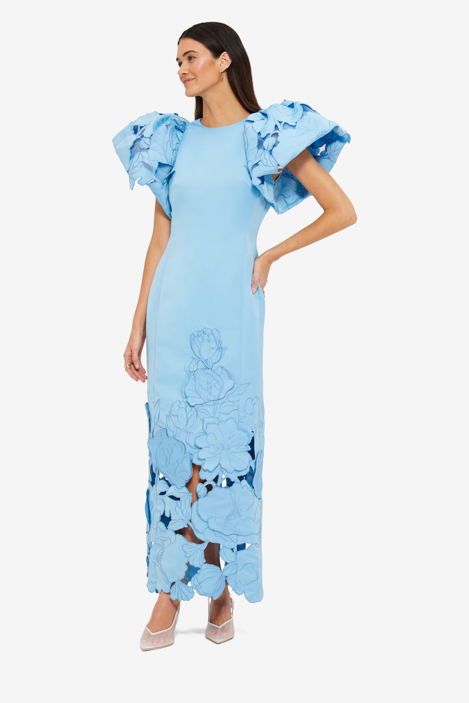 Exclusive LEO LIN Lucinda Appliqué Maxi Dress - Cornflower Blue