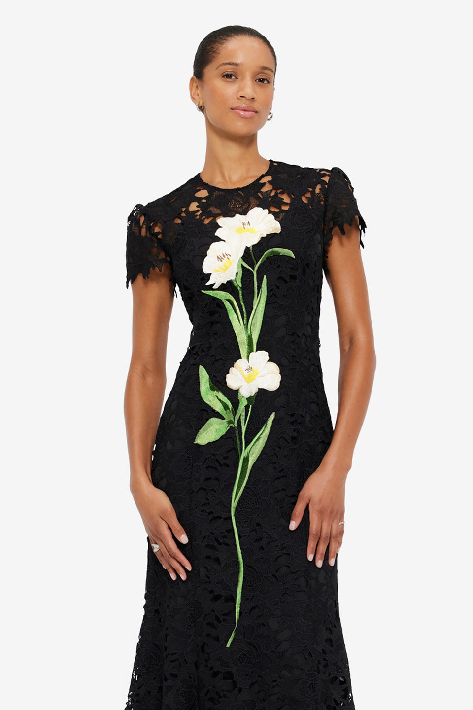 Exclusive LEO LIN Monique Embroidered Lace Maxi Dress - Ebony