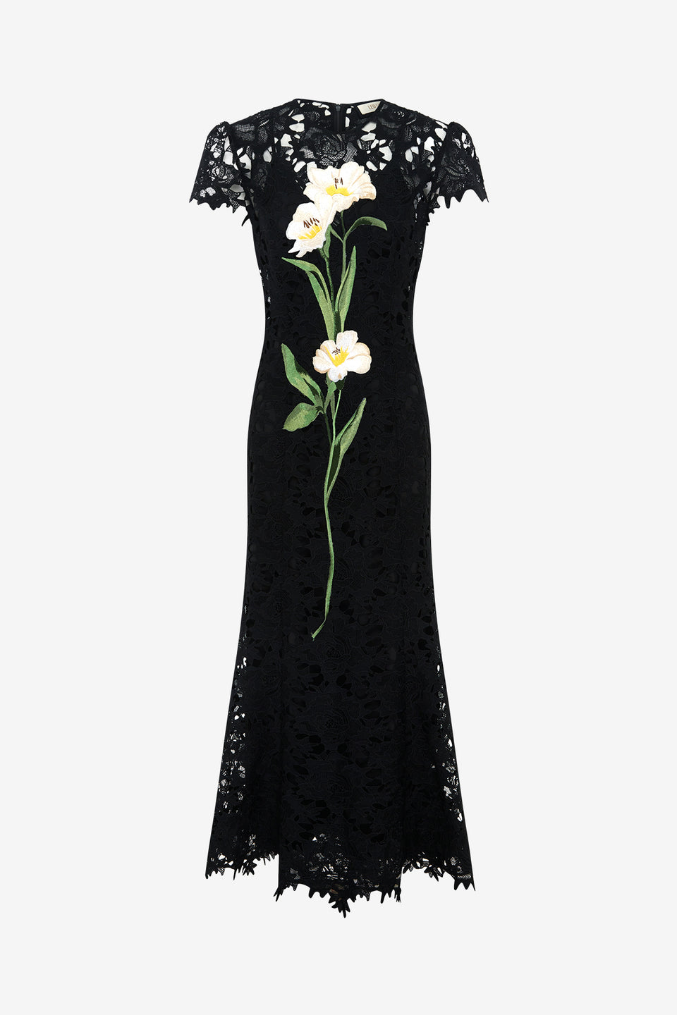 Exclusive LEO LIN Monique Embroidered Lace Maxi Dress - Ebony