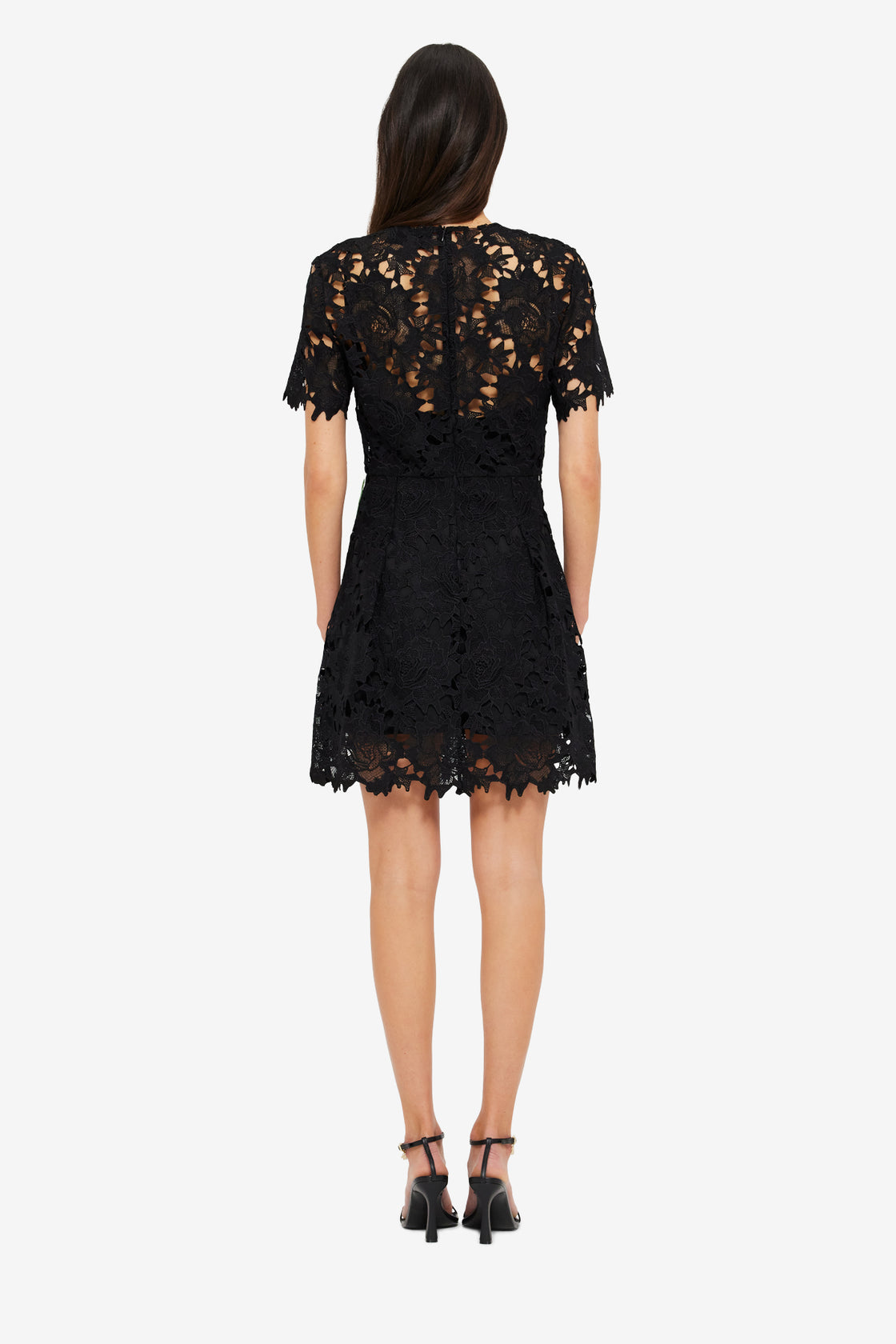 Exclusive LEO LIN Margot Embroidered Lace Mini Dress Ebony