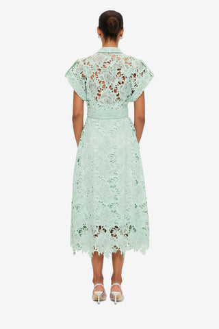 Exclusive LEO LIN Audrey Lace Pocket Shirt Midi Dress - Pistachio