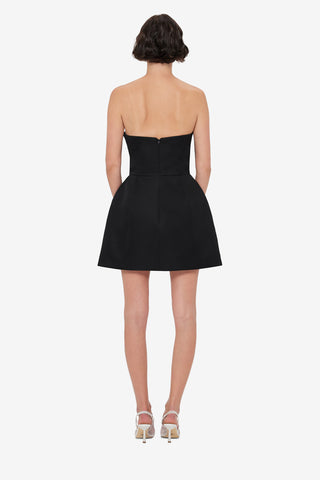 Rosario Appliqué Floral Bustier Mini Dress - Iris Print in Ebony