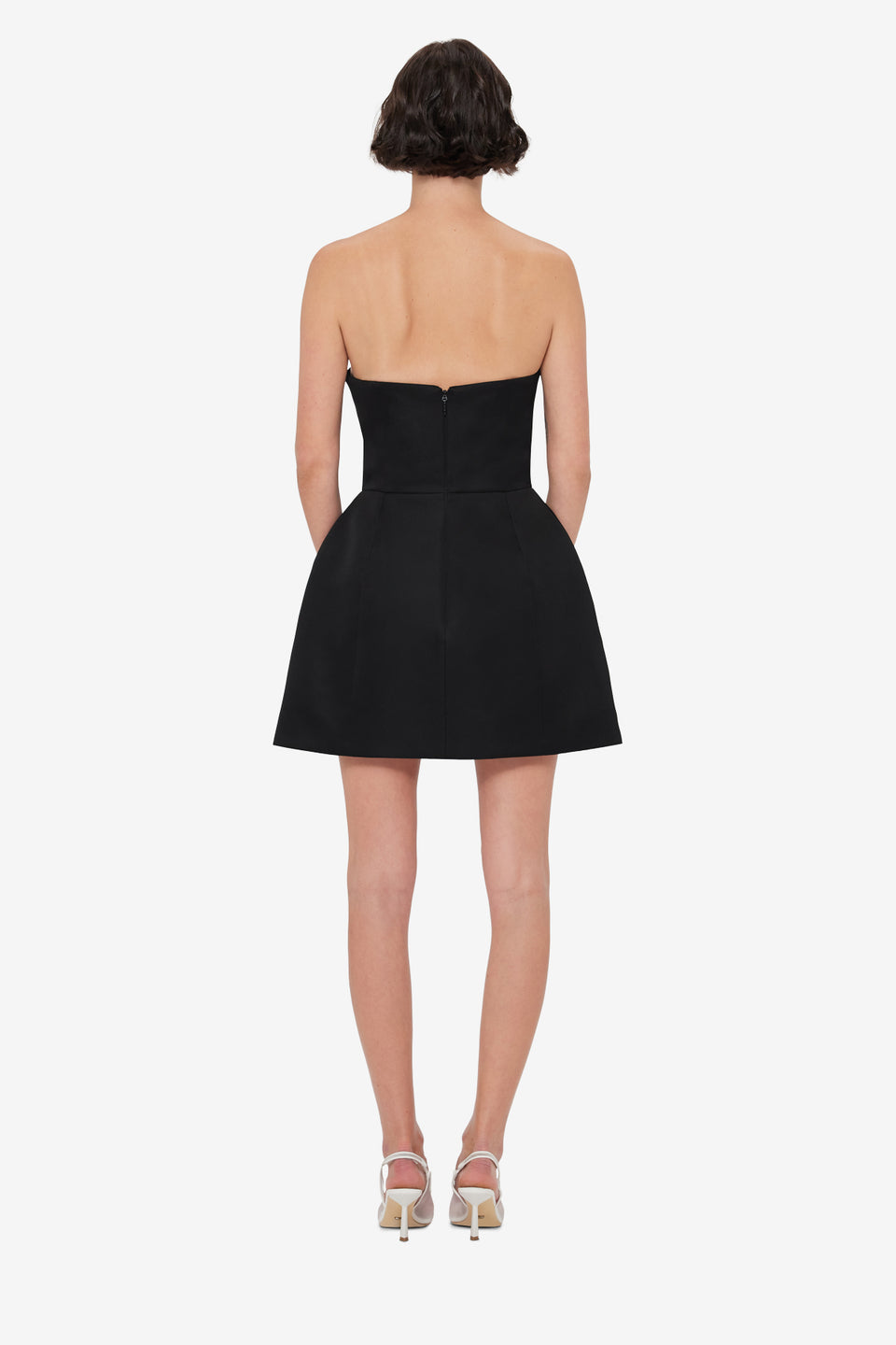 Rosario Appliqué Floral Bustier Mini Dress - Iris Print in Ebony