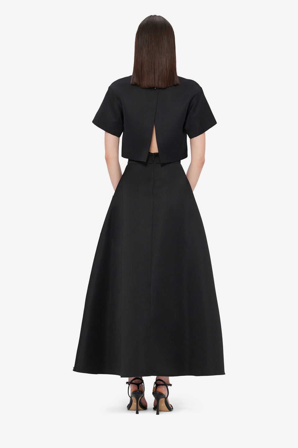 Exclusive LEO LIN Indie Appliqué Sleeve Top - Iris Print in Ebony