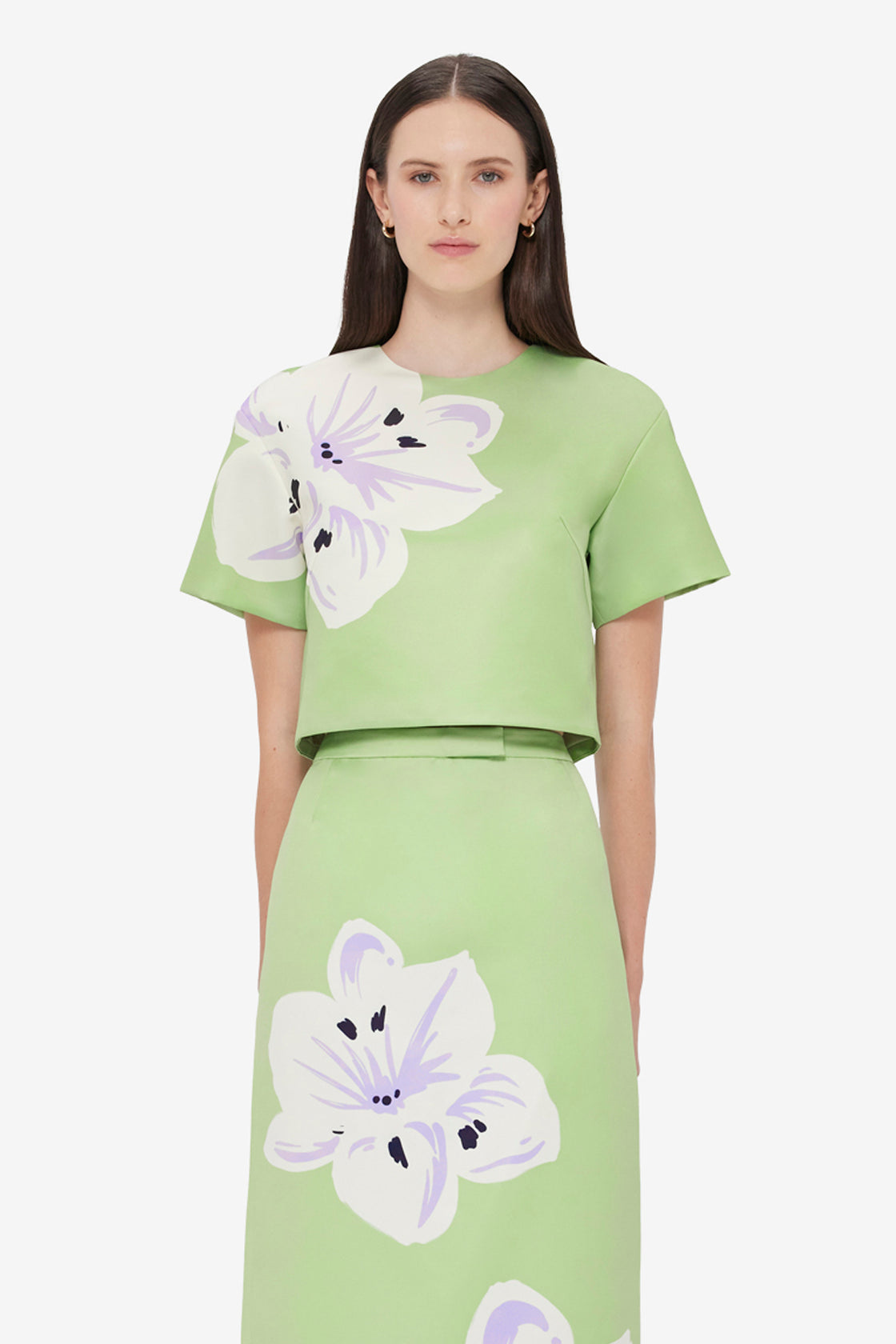 Exclusive LEO LIN Indie Sleeve Top - Hibiscus in Matcha