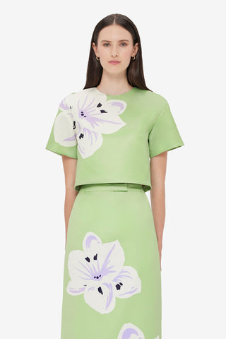 Exclusive LEO LIN Indie Sleeve Top - Hibiscus in Matcha