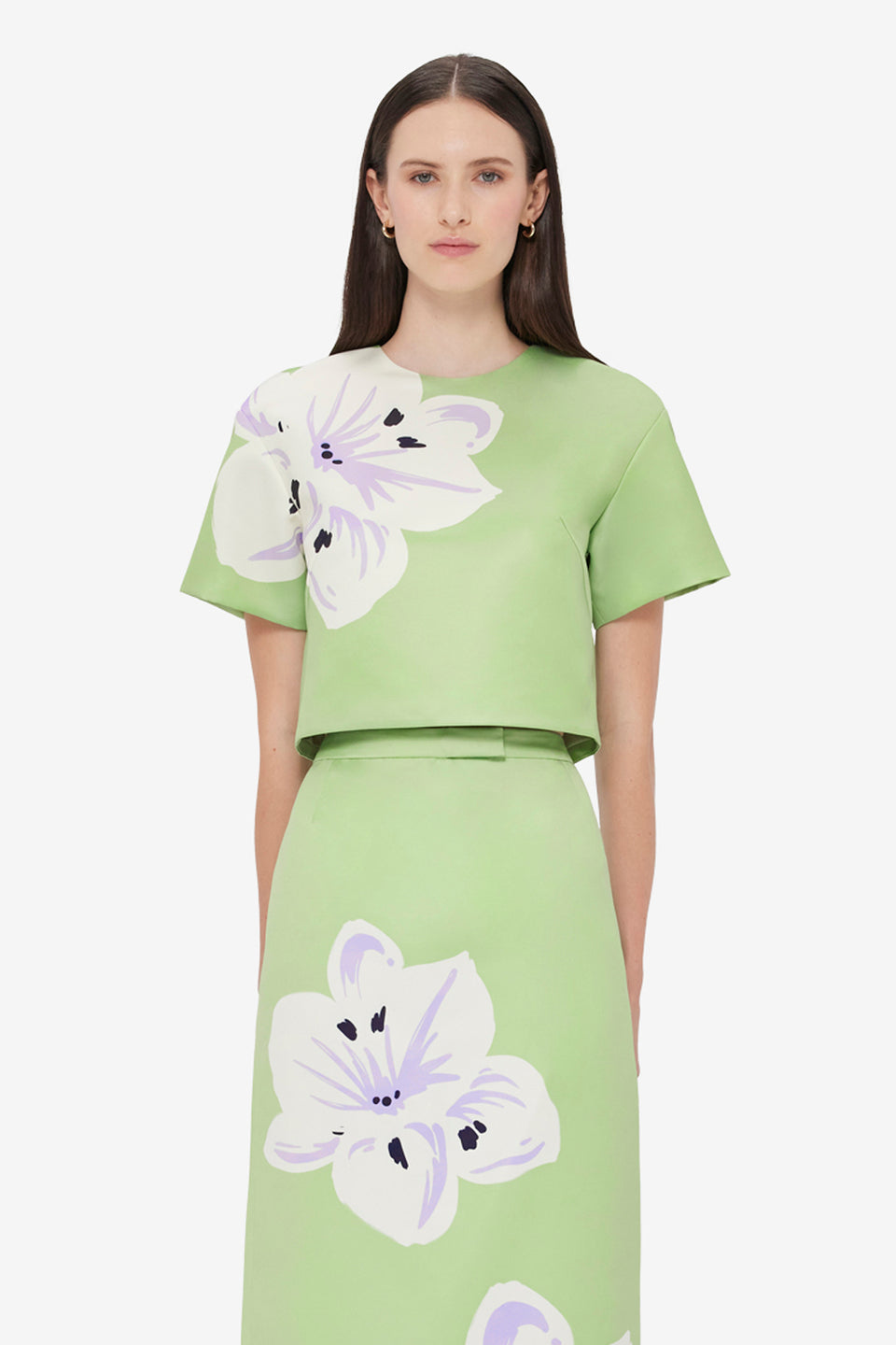 Exclusive LEO LIN Indie Sleeve Top - Hibiscus in Matcha